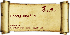 Bondy Abád névjegykártya